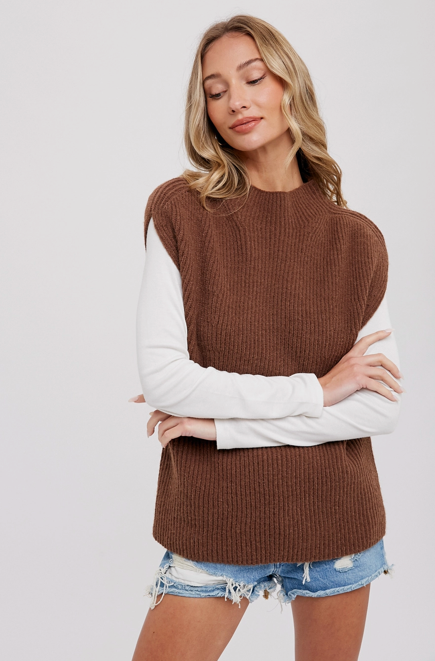 Maeve Mock Neck Sleeveless Sweater